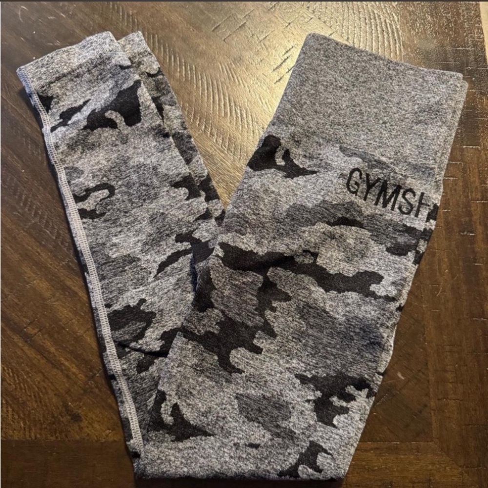 Gymshark Gray and Black Camo Leggings